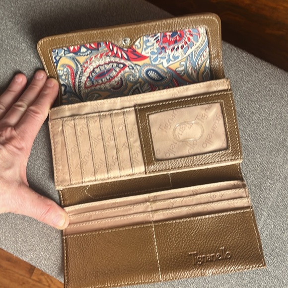 Tignanello Womens Accordion Wallet Purse Genuine Leather Snap Button Closure - Picture 5 of 7